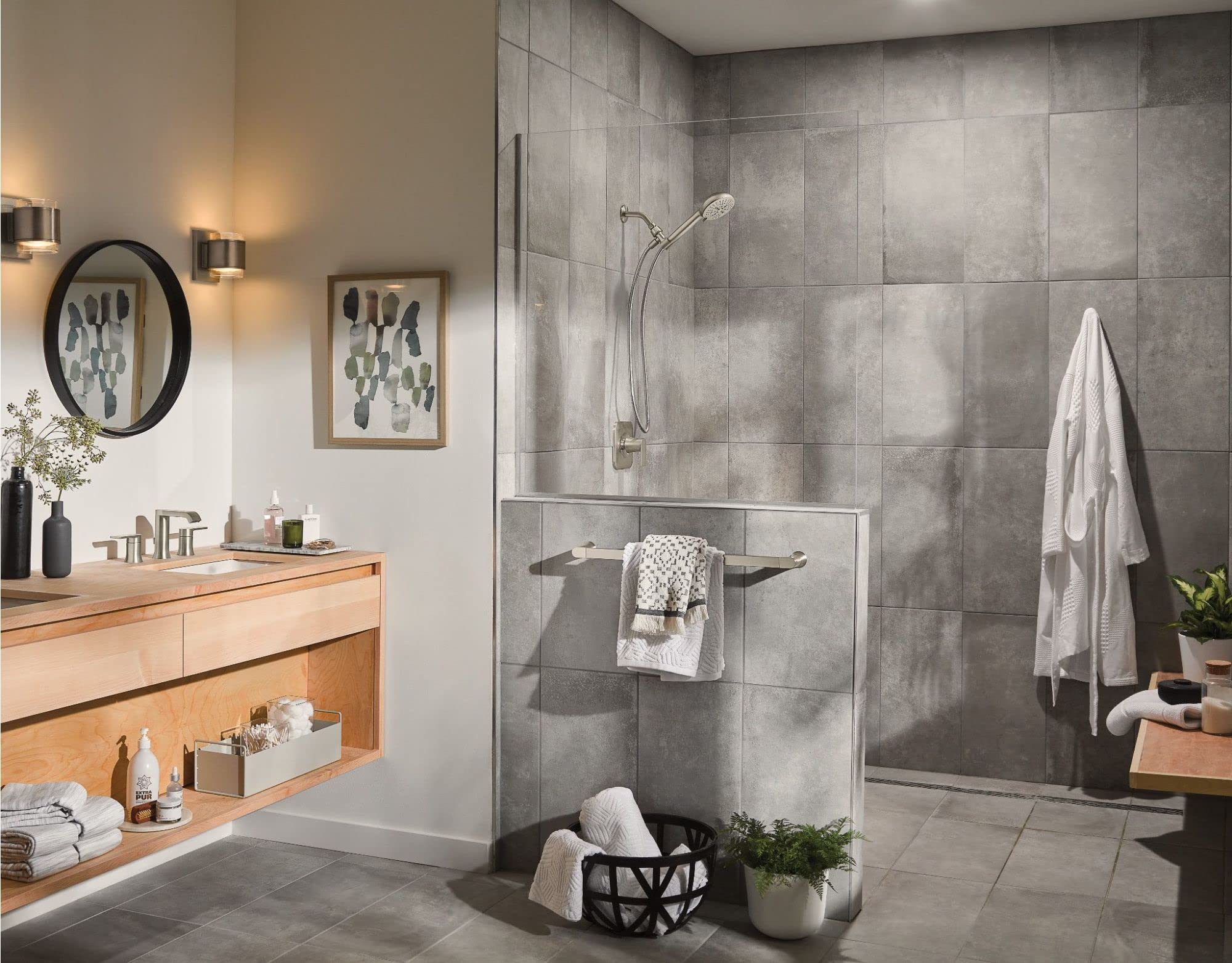 Moen Genta Lx Brushed Nickel Modern 24-Inch Single Wall Mounted Towel Bar For Kitchen Or Bathroom, Bh3824Bn